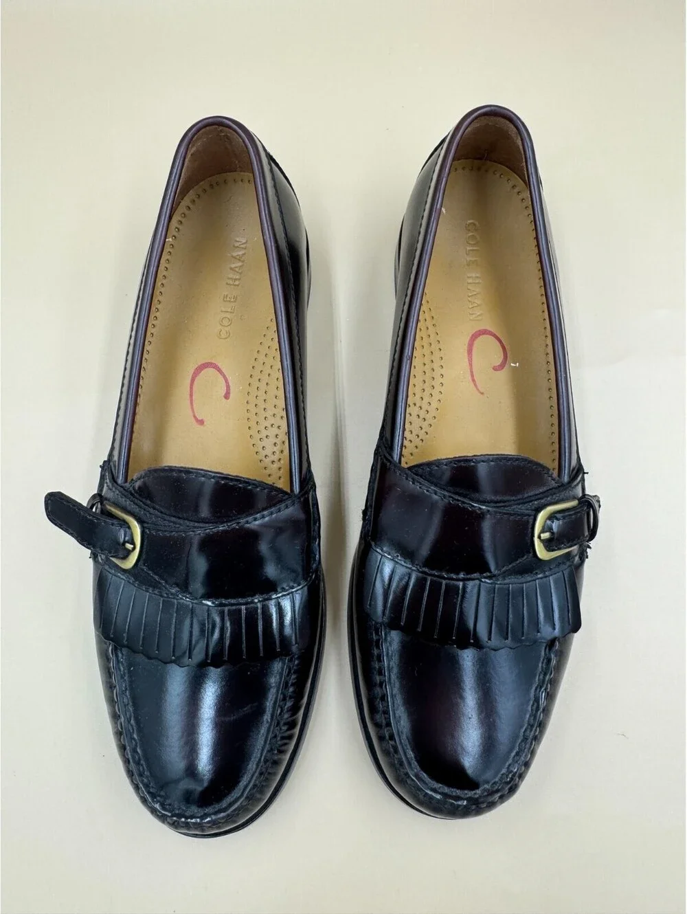 Cole Haan Mens Kilty Loafers Pinch Buckle Mohagany Leather Monk Strap Size 9.5 D